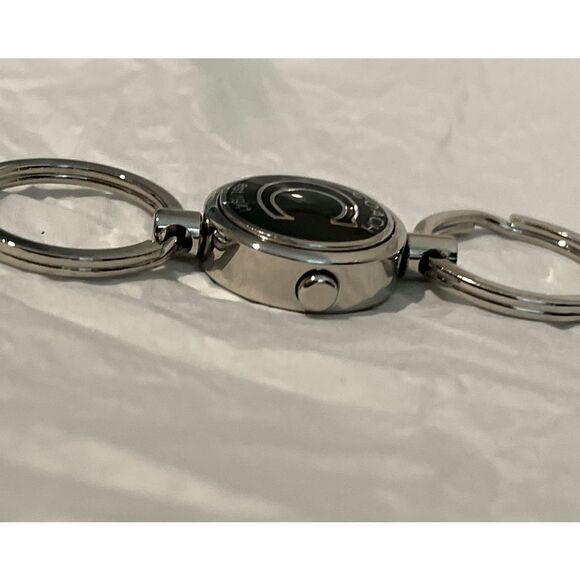 Coach Silver Green Black Dual Key Chain / Fob Purse Charm with Release - Picture 2 of 12